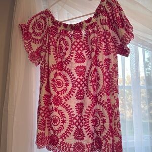 Womens pink lily-med off the shoulder top